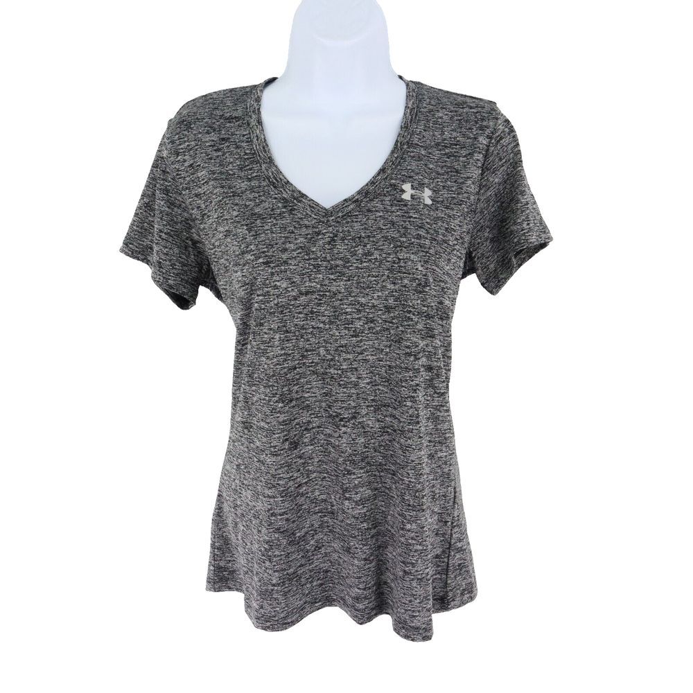 Under Armour Heatgear Activewear T-Shirt Loose Fit‎ Womens Size S Gray Heathered
